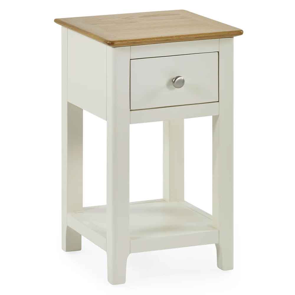 Sorrento Wooden Bedside Cabinet with 1 Drawer in White and Oak