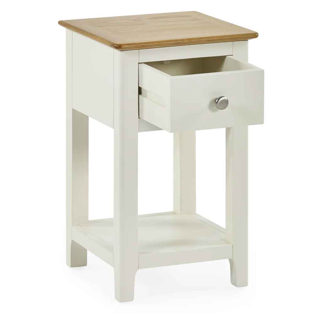 Sorrento Wooden Bedside Cabinet with 1 Drawer in White and Oak