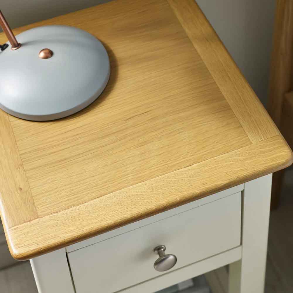 Sorrento Wooden Bedside Cabinet with 1 Drawer in White and Oak