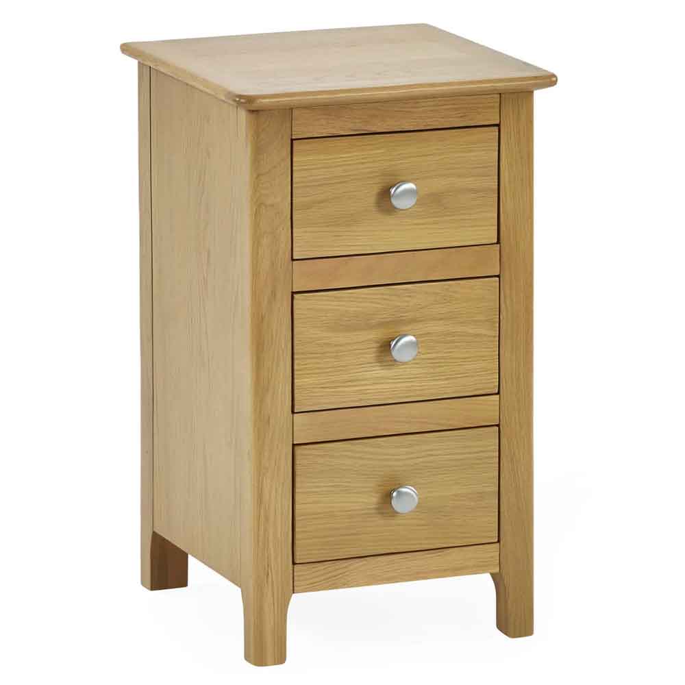 Sorrento Wooden Bedside Cabinet with 3 Drawers in Oak