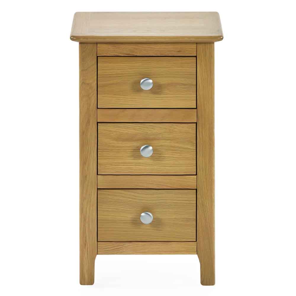 Sorrento Wooden Bedside Cabinet with 3 Drawers in Oak