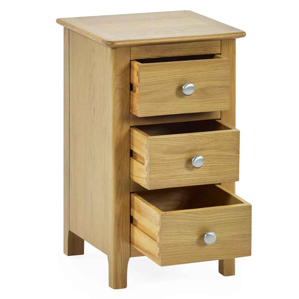 Sorrento Wooden Bedside Cabinet with 3 Drawers in Oak