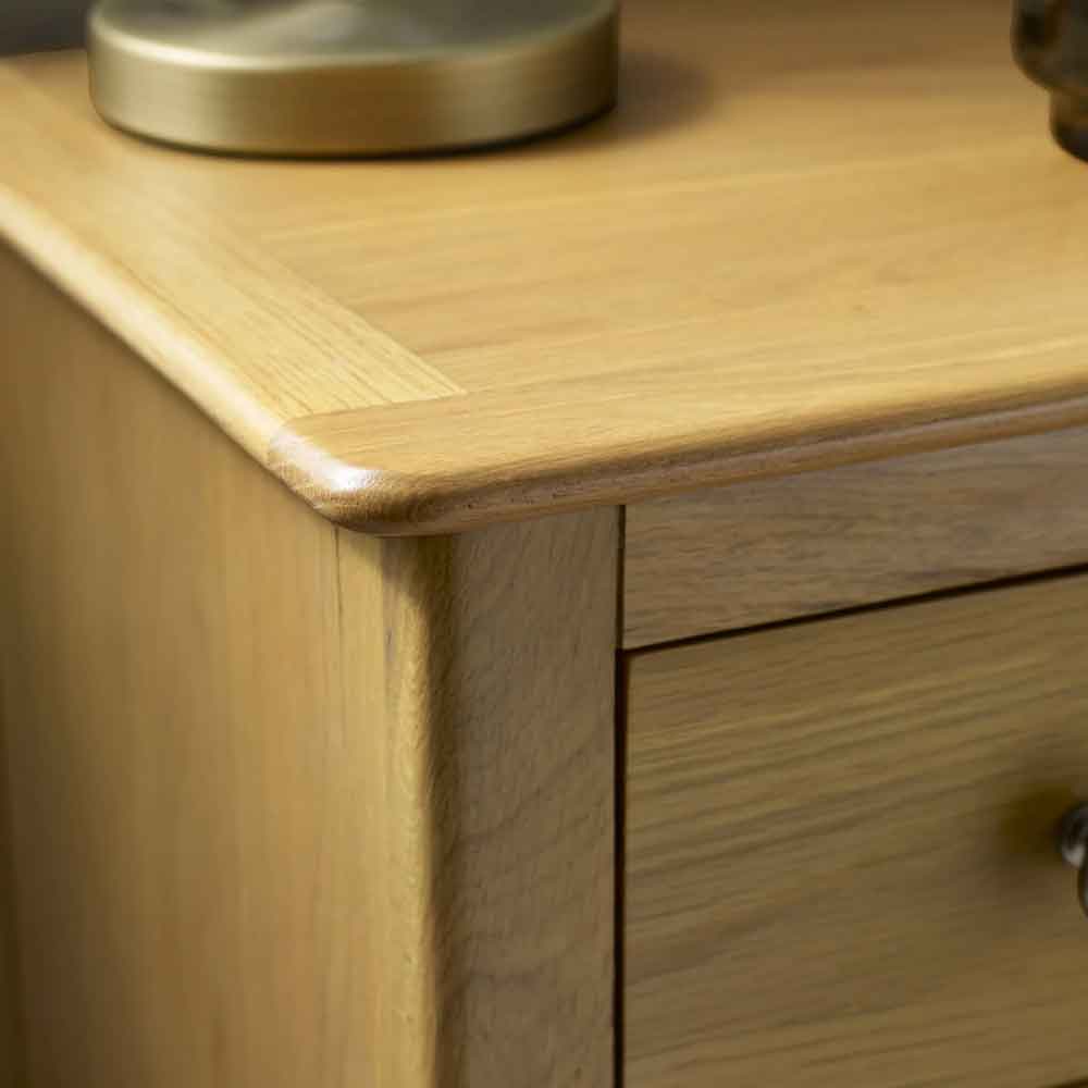 Sorrento Wooden Bedside Cabinet with 3 Drawers in Oak