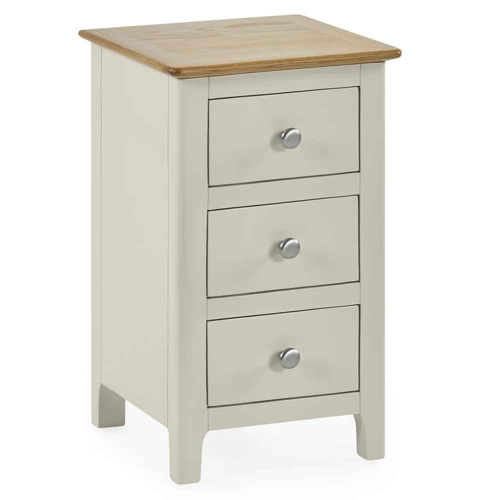 Sorrento Wooden Bedside Cabinet with 3 Drawers in Taupe