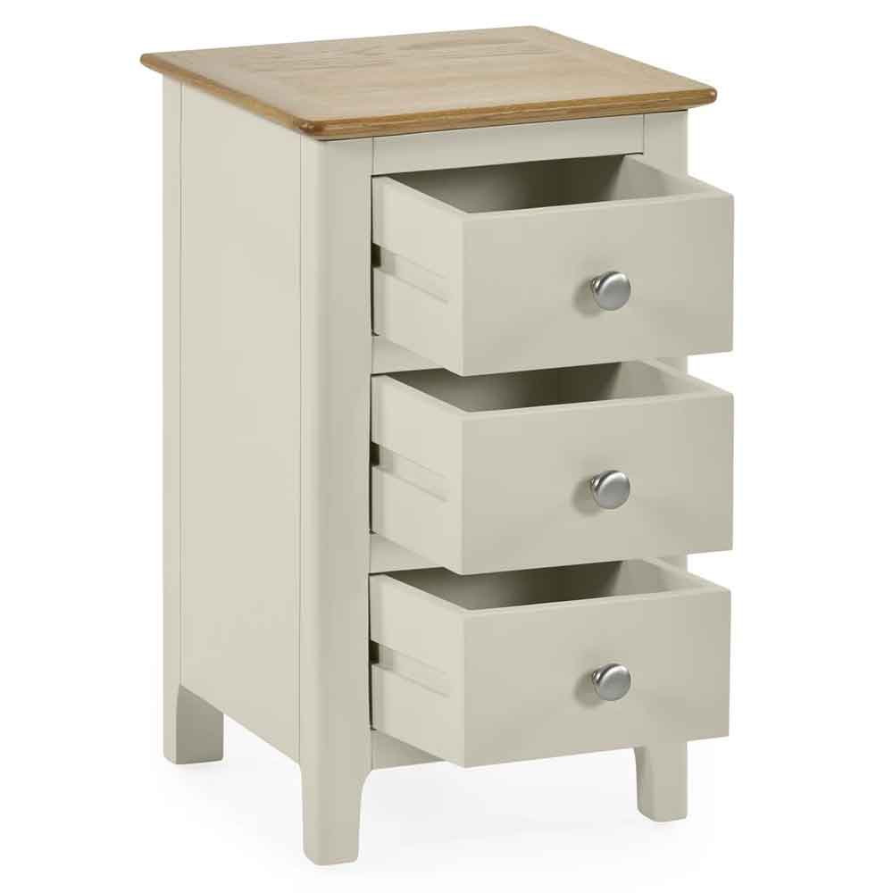 Sorrento Wooden Bedside Cabinet with 3 Drawers in Taupe