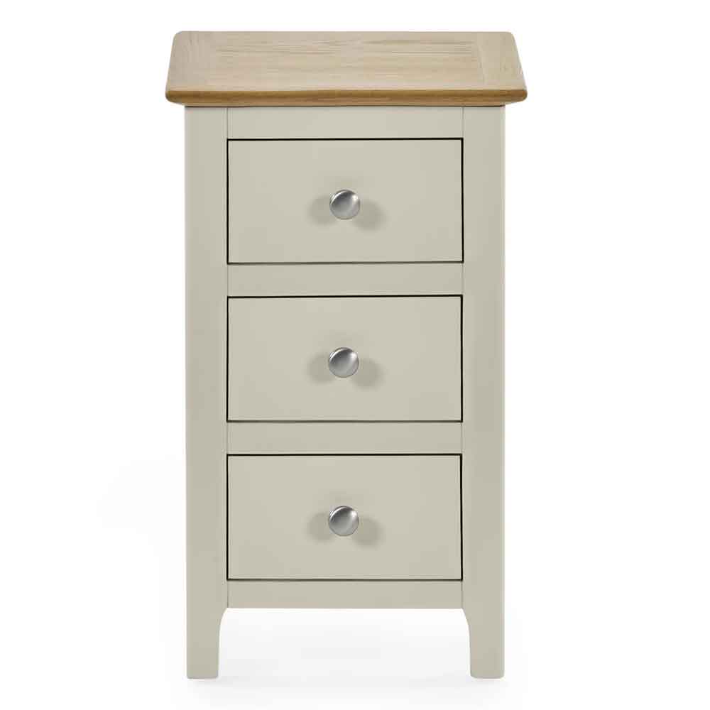 Sorrento Wooden Bedside Cabinet with 3 Drawers in Taupe