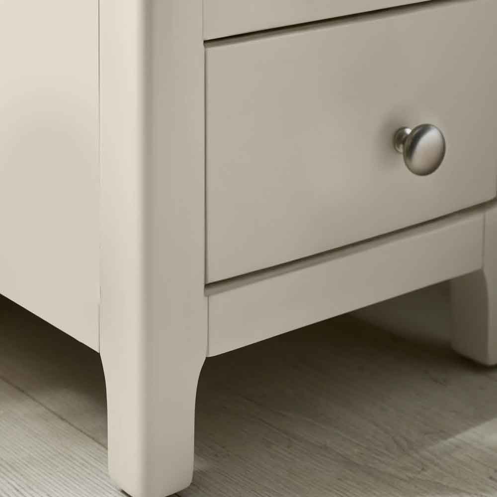 Sorrento Wooden Bedside Cabinet with 3 Drawers in Taupe