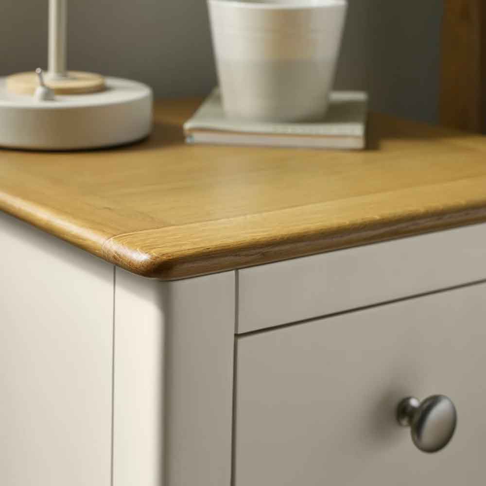Sorrento Wooden Bedside Cabinet with 3 Drawers in Taupe