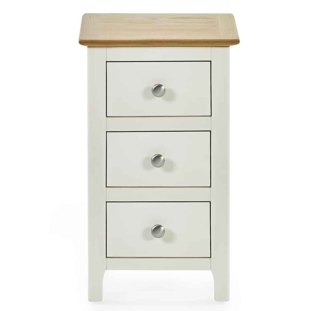 Sorrento Wooden Bedside Cabinet with 3 Drawers in White and Oak