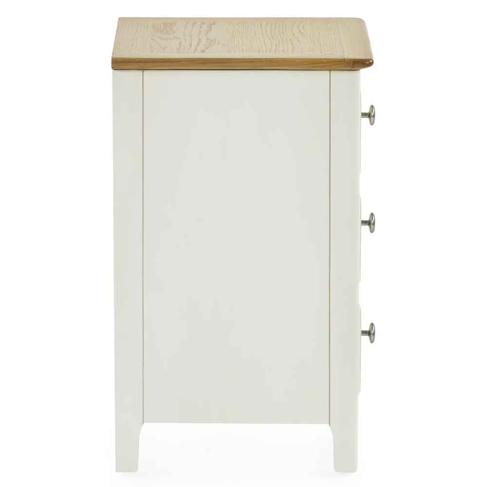 Sorrento Wooden Bedside Cabinet with 3 Drawers in White and Oak
