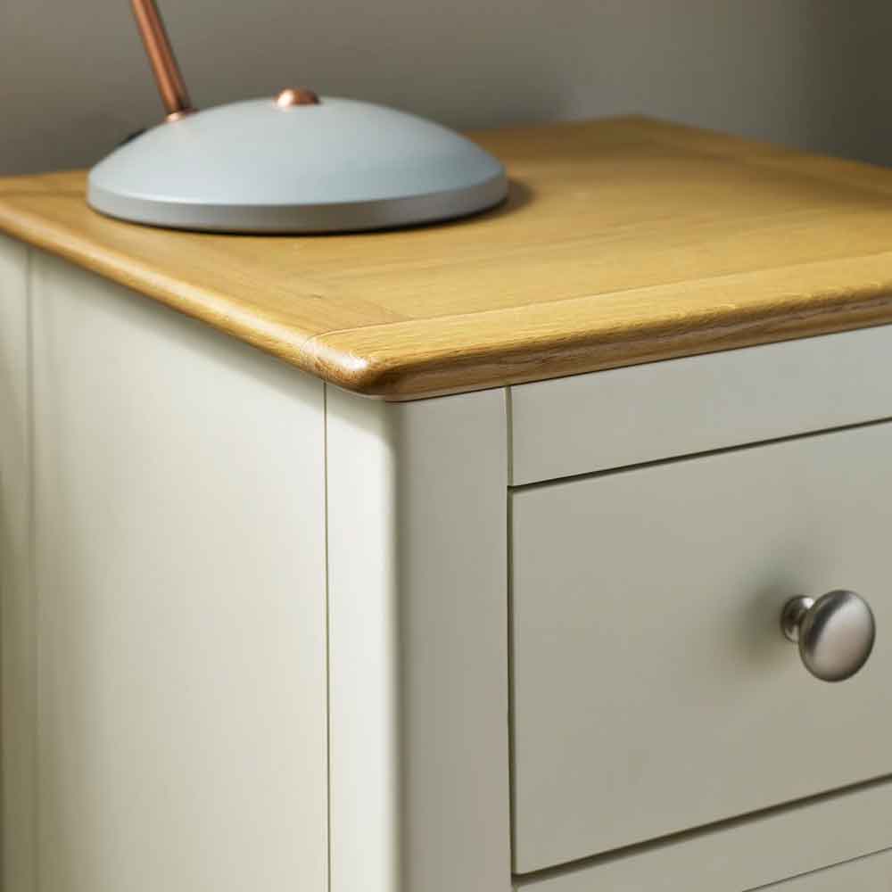 Sorrento Wooden Bedside Cabinet with 3 Drawers in White and Oak