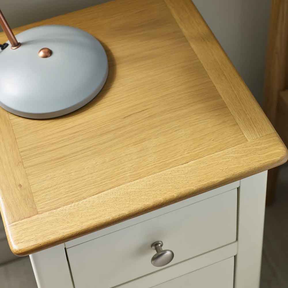 Sorrento Wooden Bedside Cabinet with 3 Drawers in White and Oak