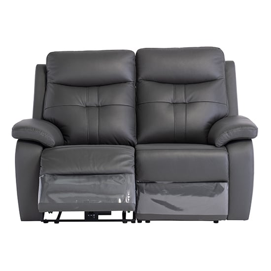 Sotra Faux Leather Electric Recliner 2 Seater Sofa In Charcoal