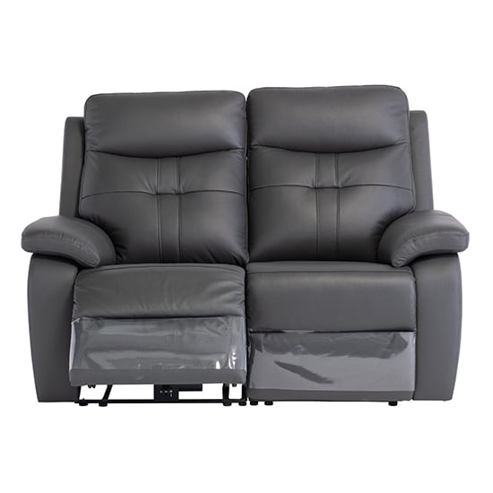 Product photograph of Sotra Faux Leather Electric Recliner 2 Seater Sofa In Charcoal from Furniture in Fashion