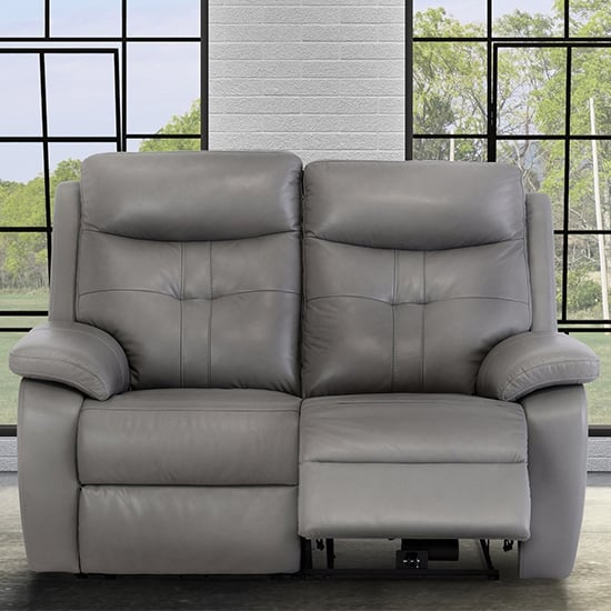 Sotra Faux Leather Electric Recliner 2 Seater Sofa In Grey_1