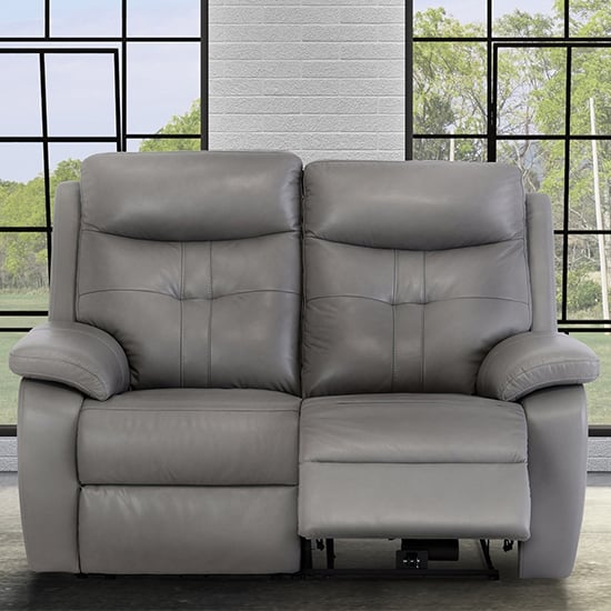 Photo of Sotra faux leather electric recliner 2 seater sofa in grey