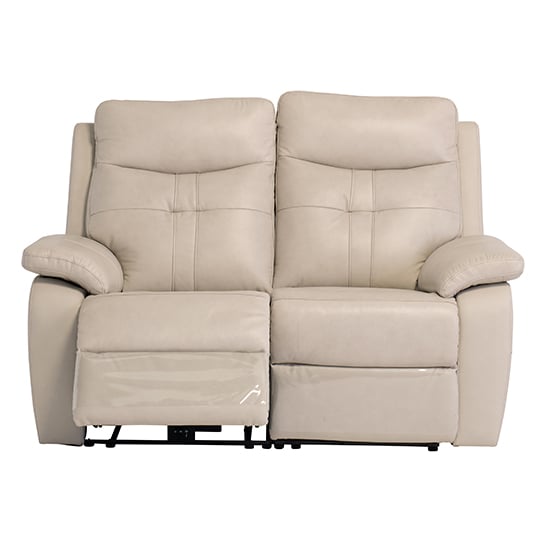 Product photograph of Sotra Faux Leather Electric Recliner 2 Seater Sofa In Stone from Furniture in Fashion