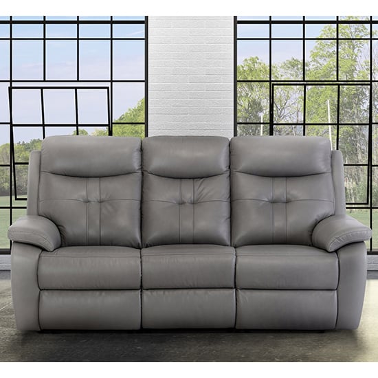 Sotra Faux Leather Electric Recliner 3 Seater Sofa In Grey_1
