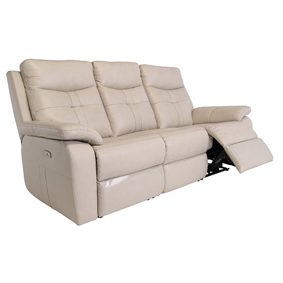 Sotra Faux Leather Electric Recliner 3 Seater Sofa In Stone_2