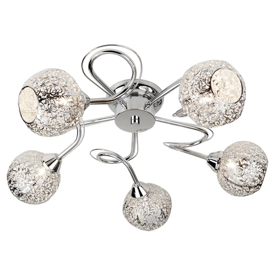 Product photograph of Souk 5 Lights Flush Ceiling Light In Chrome from Furniture in Fashion