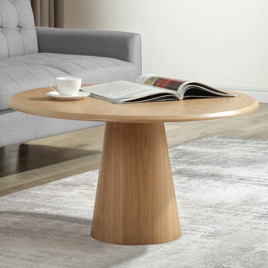 Product photograph of Sousse Round Wooden Coffee Table In Oak from Furniture in Fashion