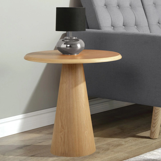 Read more about Sousse round wooden lamp table in oak and black