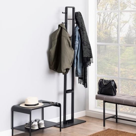 Product photograph of Southaven Metal 4 Hooks Coat Rack In Matt Black from Furniture in Fashion