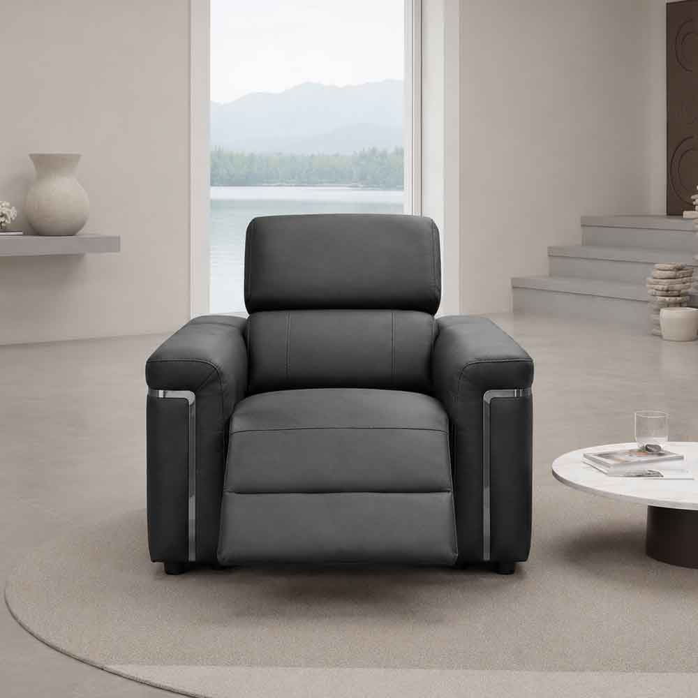 Southwark Leather Recliner 1 Seater Sofa In Black