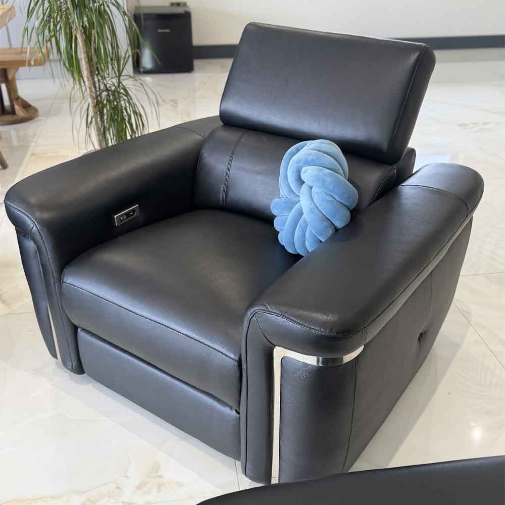 Southwark Leather Recliner 1 Seater Sofa In Black