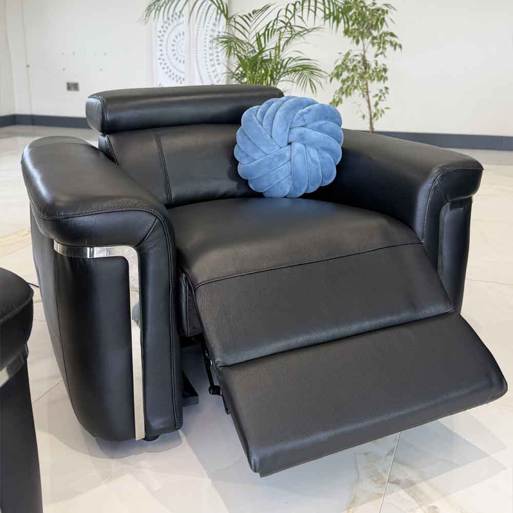 Southwark Leather Recliner 1 Seater Sofa In Black
