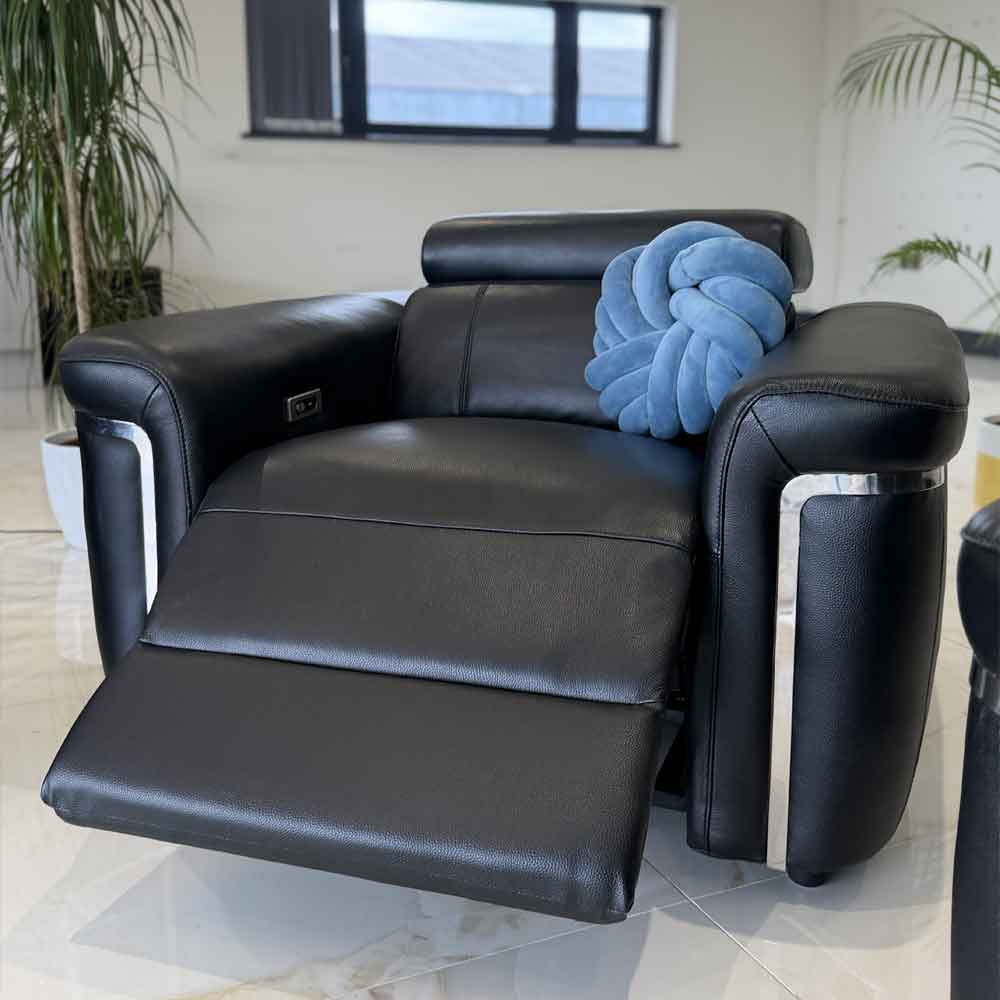 Southwark Leather Recliner 1 Seater Sofa In Black