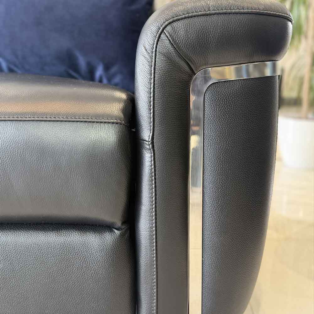 Southwark Leather Recliner 1 Seater Sofa In Black