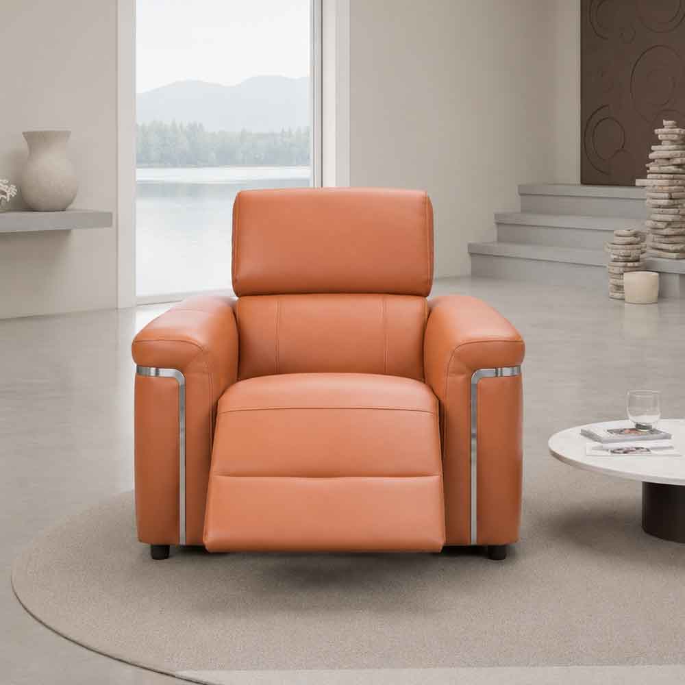 Southwark Leather Recliner 1 Seater Sofa In Tan
