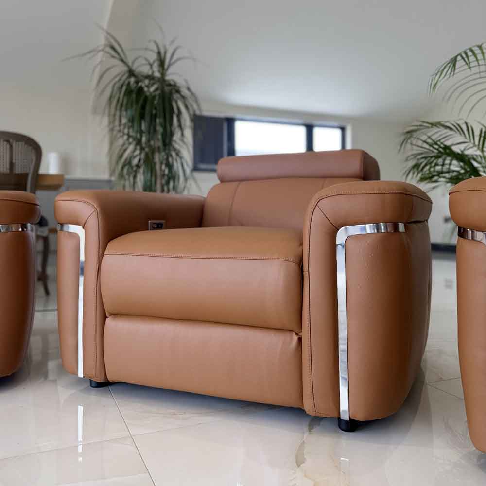 Southwark Leather Recliner 1 Seater Sofa In Tan