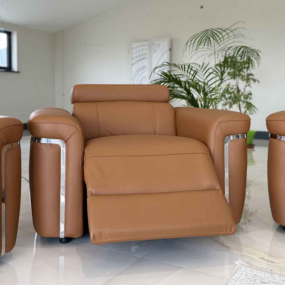 Southwark Leather Recliner 1 Seater Sofa In Tan