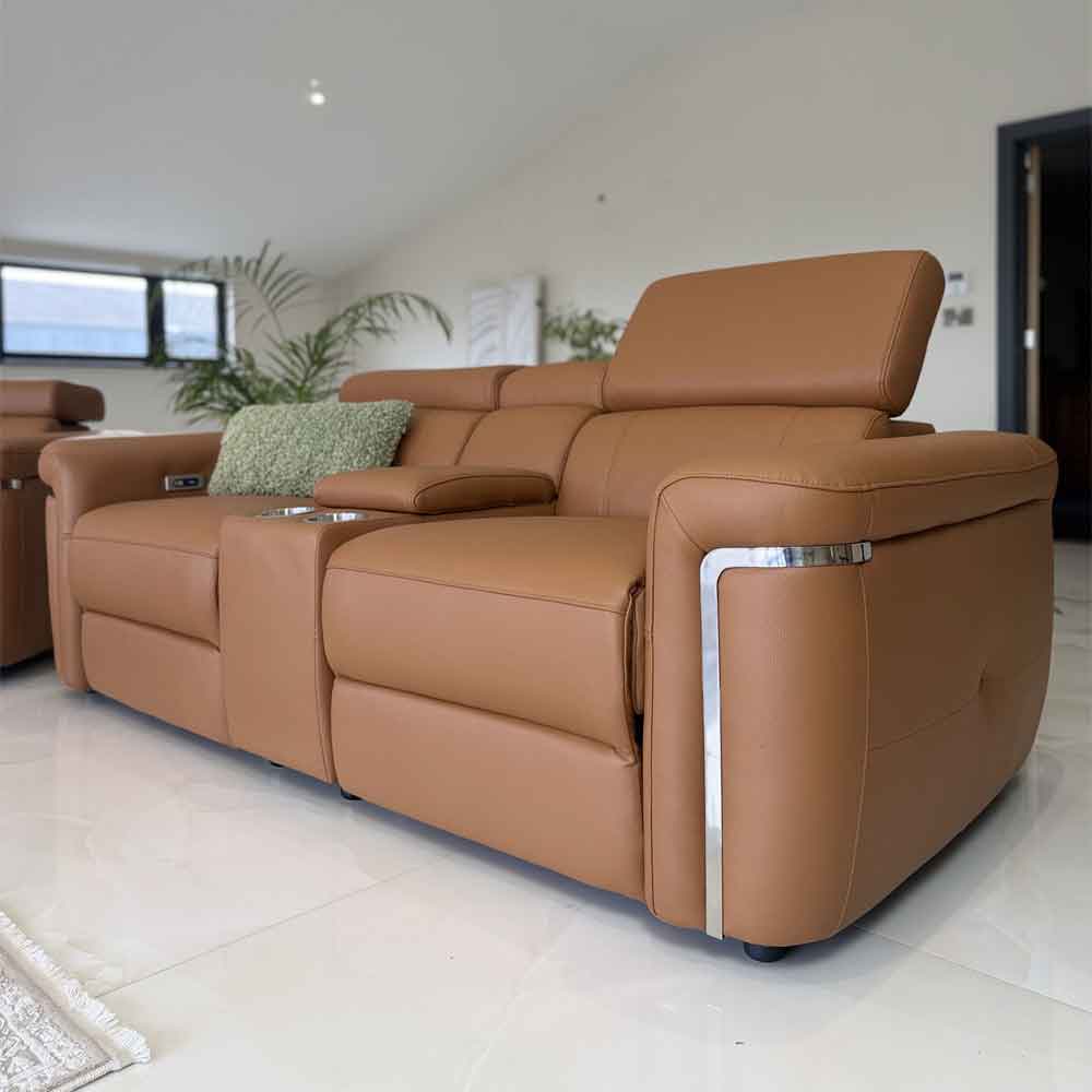 Southwark Leather Recliner 2 Seater Sofa In Tan
