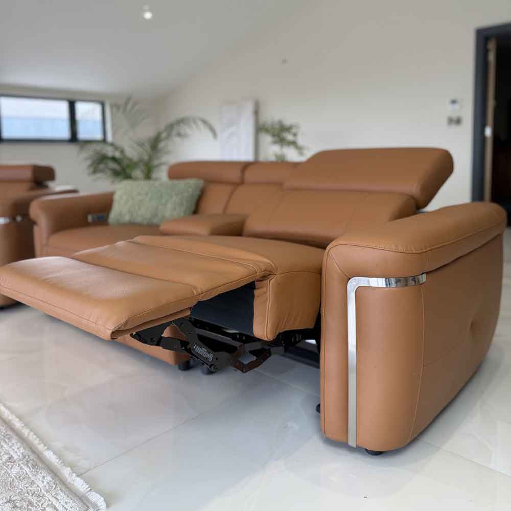 Southwark Leather Recliner 2 Seater Sofa In Tan