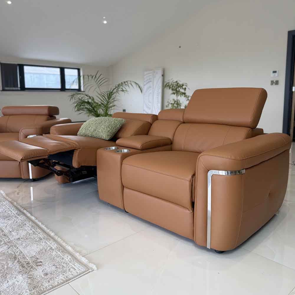 Southwark Leather Recliner 2 Seater Sofa In Tan