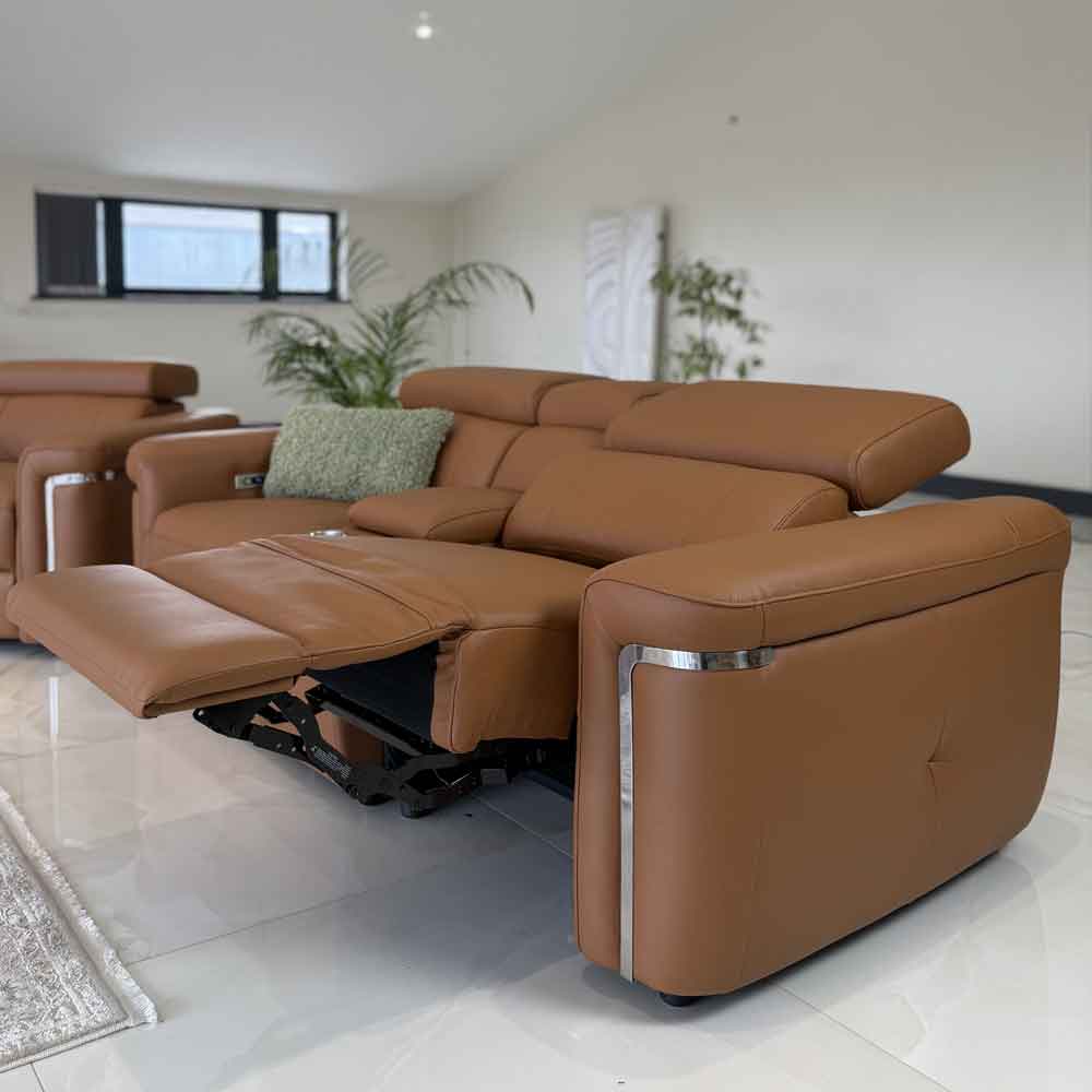 Southwark Leather Recliner 2 Seater Sofa In Tan