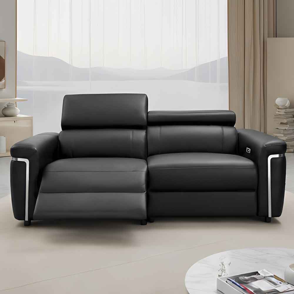 Southwark Leather Recliner 3 Seater Sofa In Black