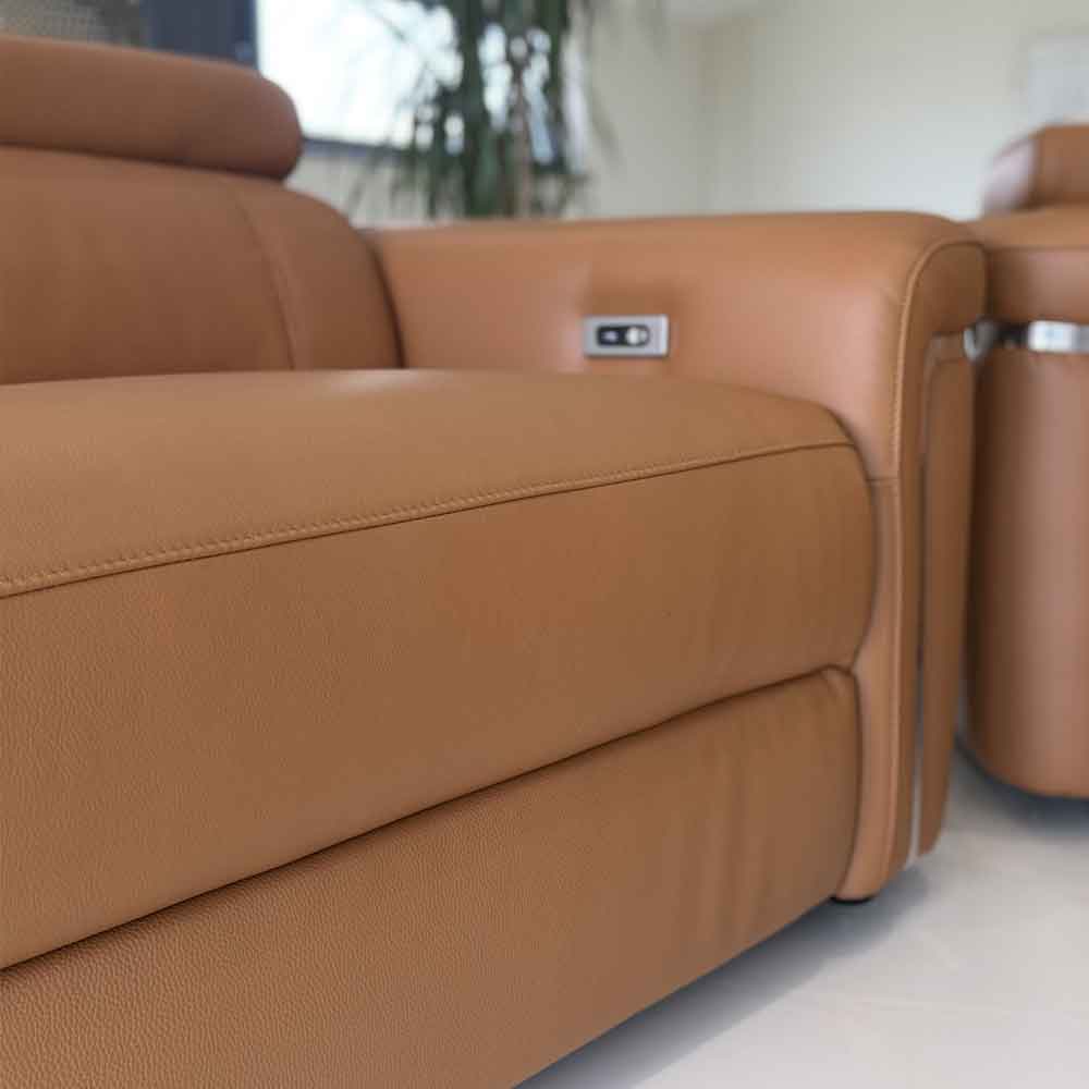 Southwark Leather Recliner 3 Seater Sofa In Tan