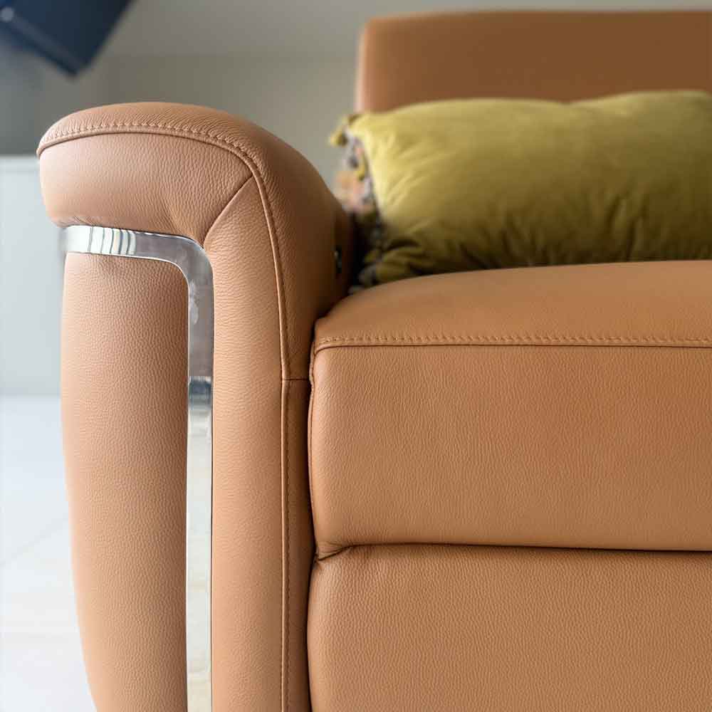 Southwark Leather Recliner 3 Seater Sofa In Tan
