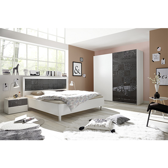 Soxa LED Wooden Double Bed In Serigraphed Grey_6