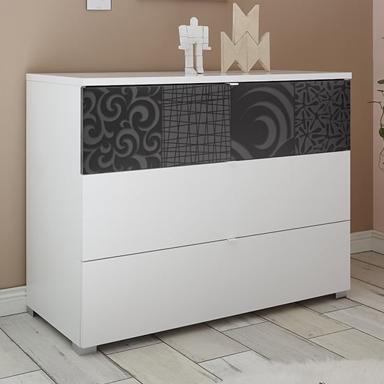 Soxa Wooden Chest Of Drawers In Serigraphed Grey
