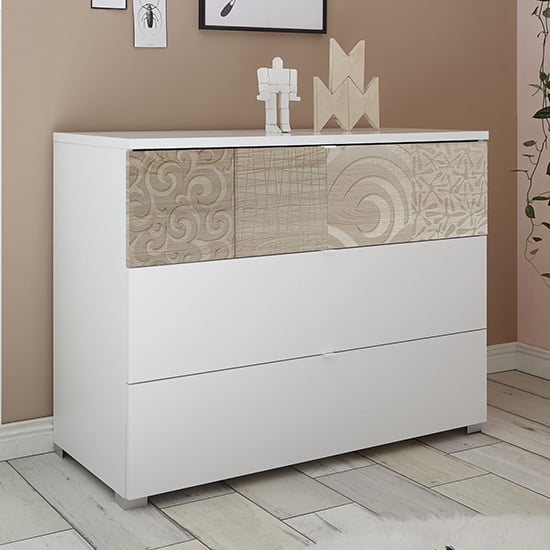 Soxa Wooden Chest Of Drawers In Serigraphed Sonoma Oak