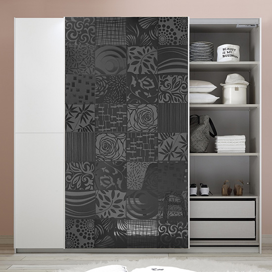 Soxa Wooden Sliding Door Wardrobe In Serigraphed Grey_2