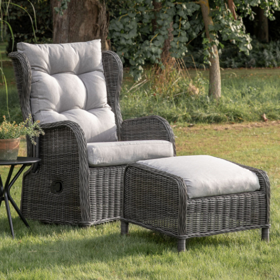 Sparkford Outdoor Reclining Chair And Footstool In Grey