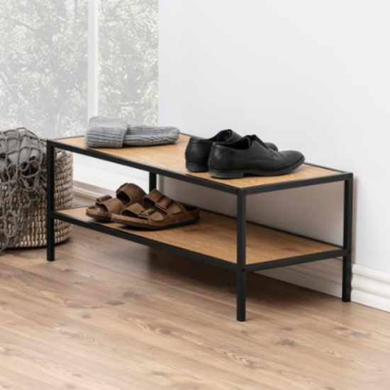 Read more about Sparks wooden 1 shelf shoe storage rack in wild oak