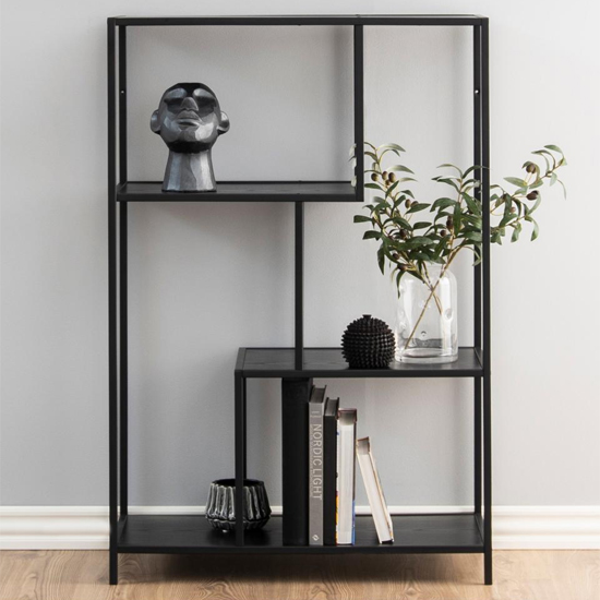 Read more about Sparks ash black 3 shelves display stand with black metal frame