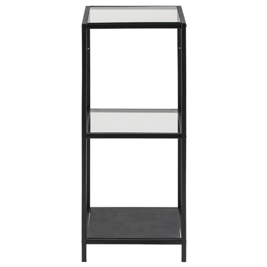 Sparks Clear Glass 2 Shleves Display Stand In Black Frame_2